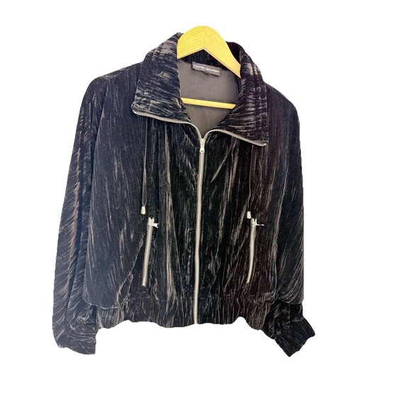 Catherine Malandrino Jackets & Blazers - Catherine Malandrino Women Jacket M Black Crushed Velvet Moto Full Zip